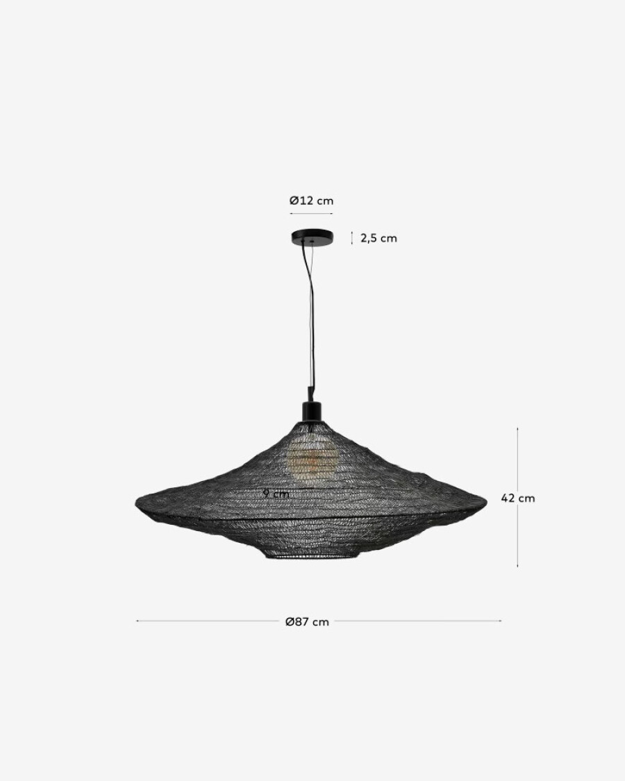 Lámpara de techo Makai de metal con acabado negro Ø 87 cm Lámpara de techo Makai de metal con acabado negro Ø 87 cm