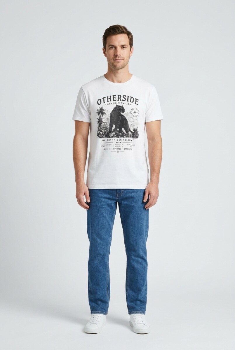 Camiseta estampada Pantera - Blanco 
