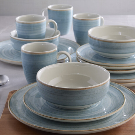 Juego de Vajilla 16 Piezas Caoba Azul Loza Juego de Vajilla 16 Piezas Caoba Azul Loza