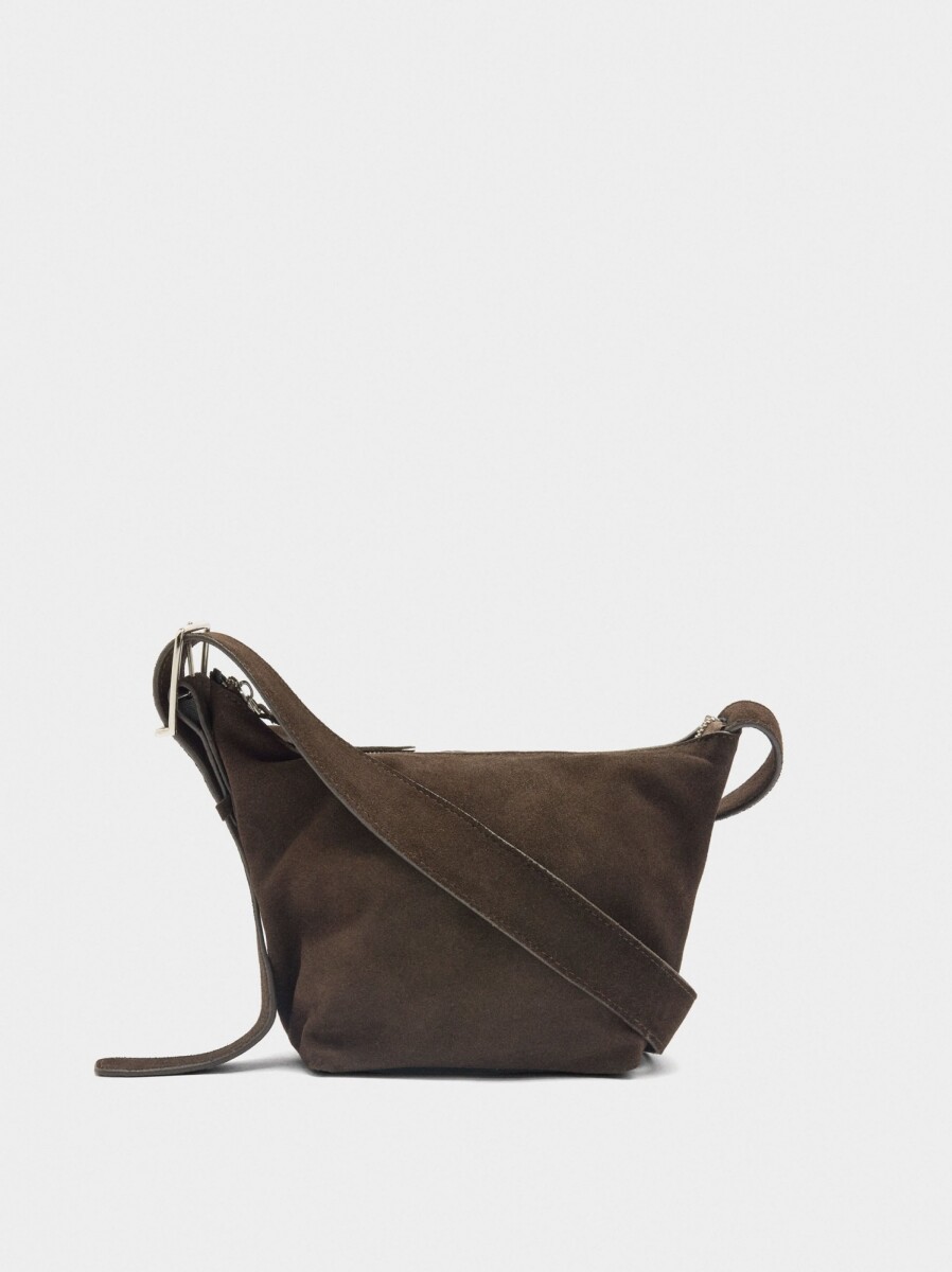 Bolso Bandolera De Piel Lisa - marron 