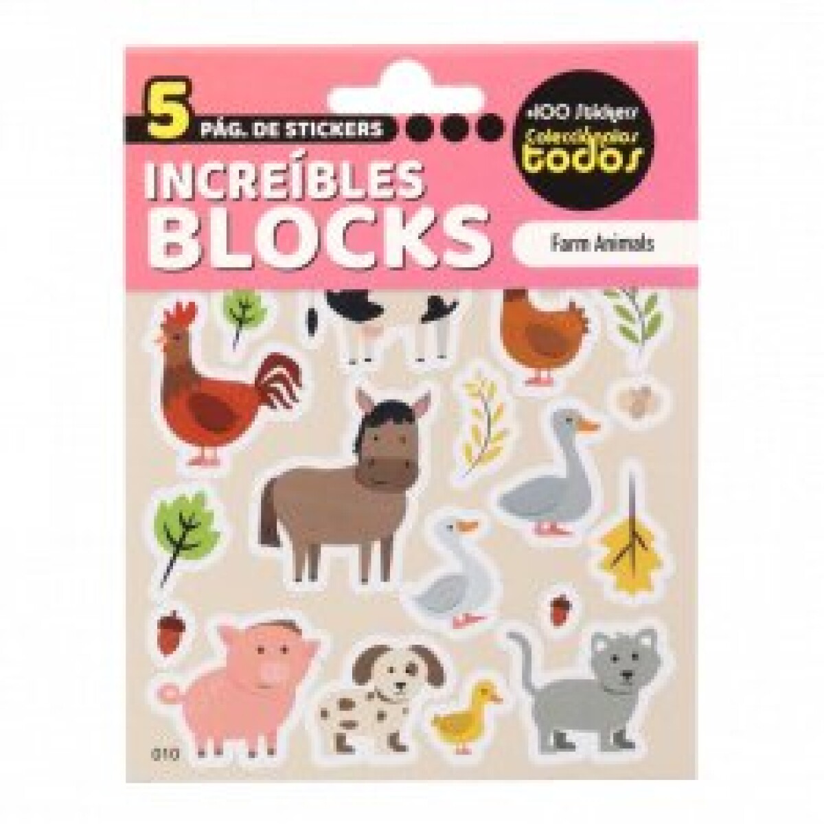 Stickers en Block de 5 Hojas - Animales de Granja 