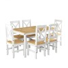 Juego de comedor 6 sillas - Madera maciza - Cruceta Blanco
