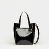 Mini Bag The Icon en cuero charol arrugado Negro