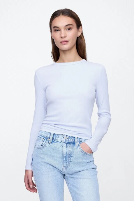 Remera Rib Manga Larga Mujer Urban Blue