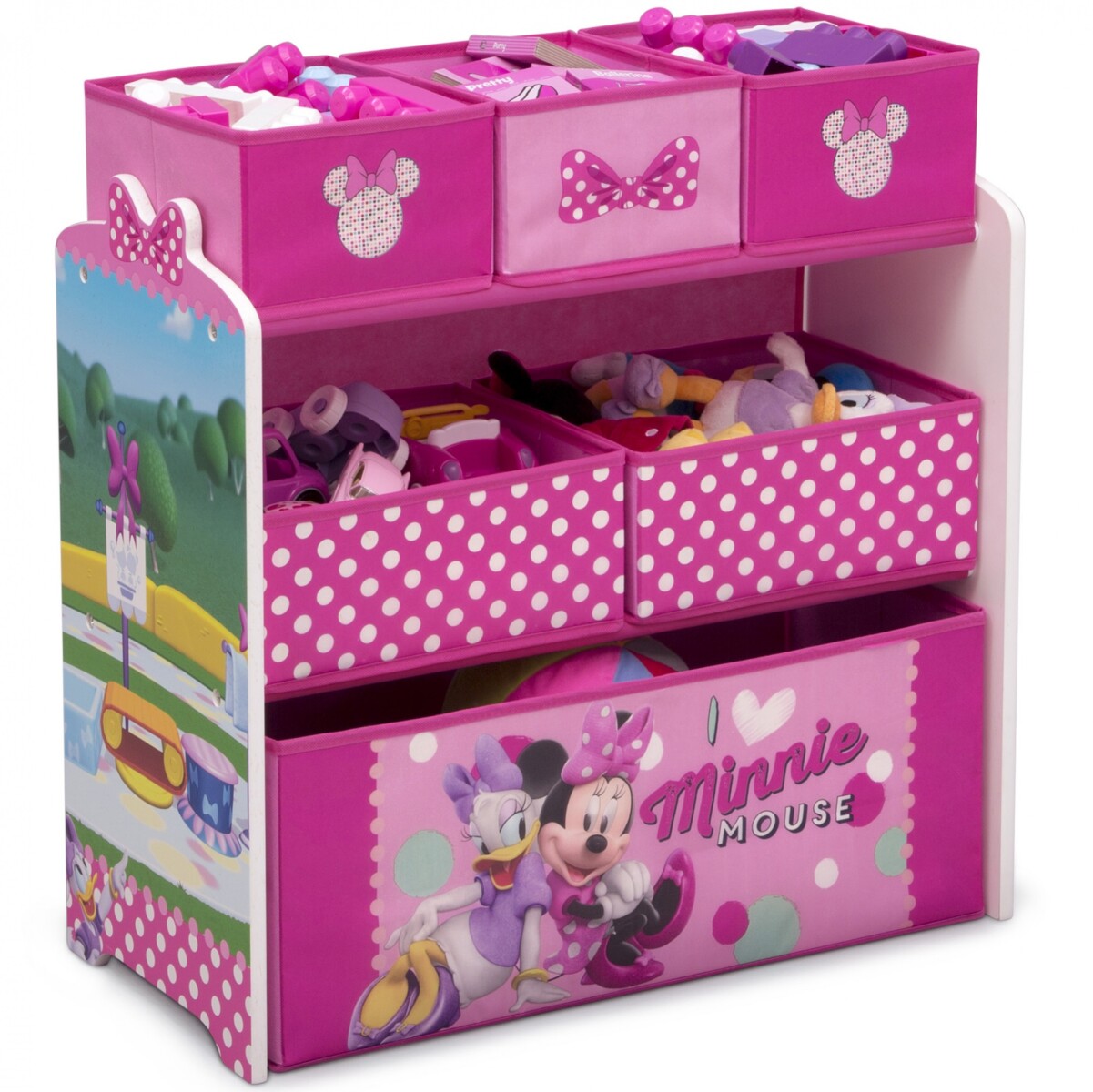 Organizador de Juguetes Minnie Mouse Disney - 6 Contenedores - ROSA-FUSCIA 