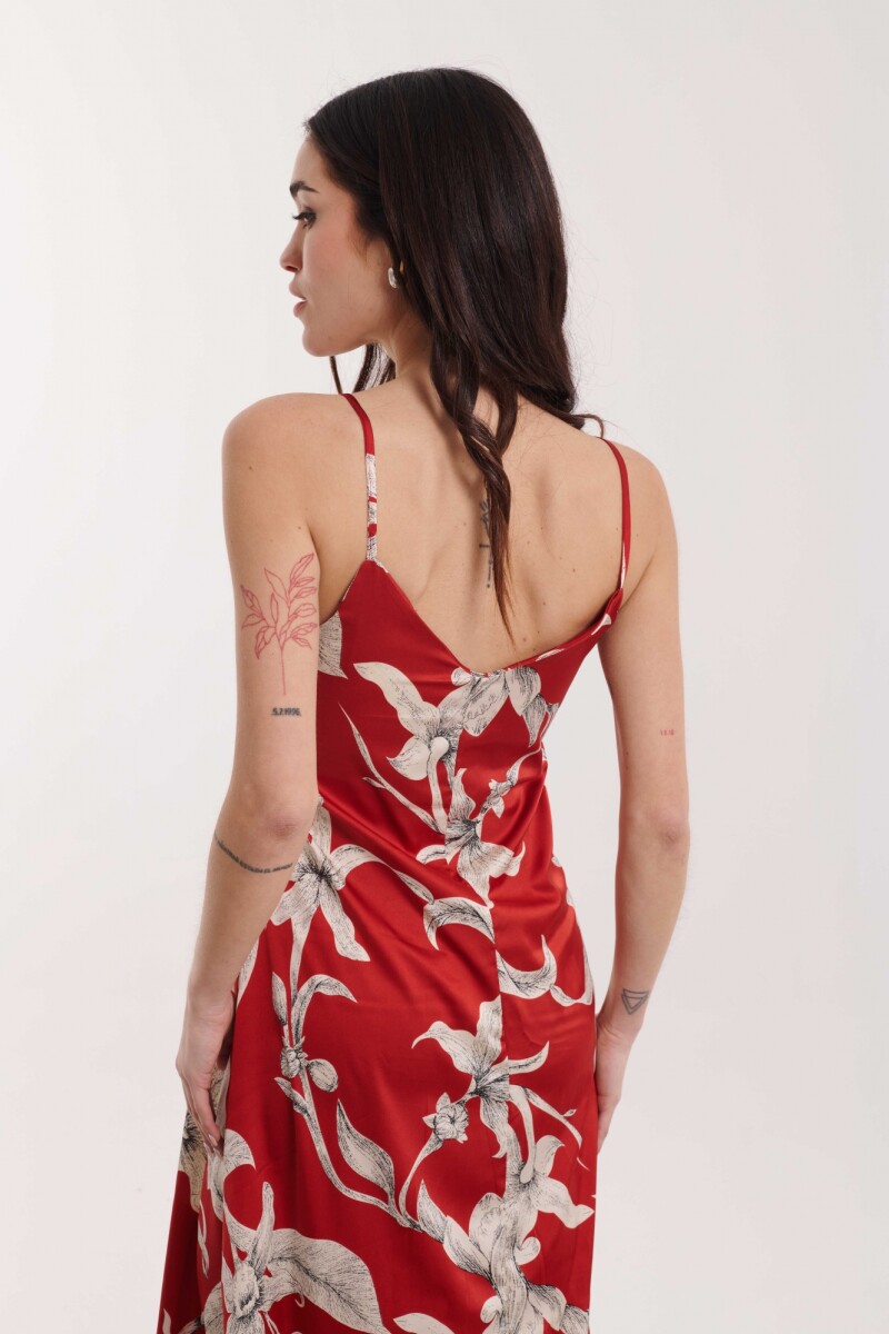 VESTIDO LENA ESTAMPADO ROJO Y BLANCO
