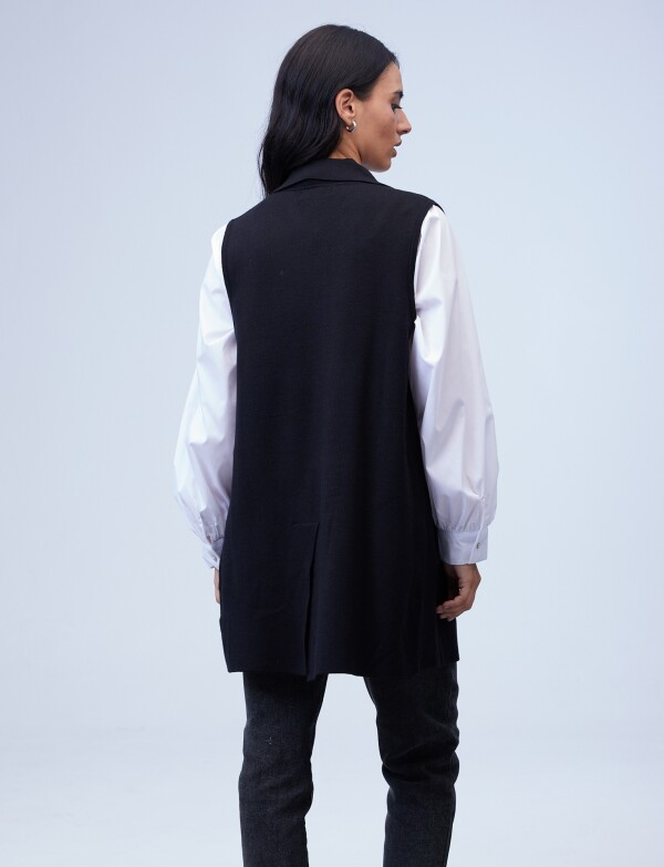 Chaleco Largo Solapa NEGRO