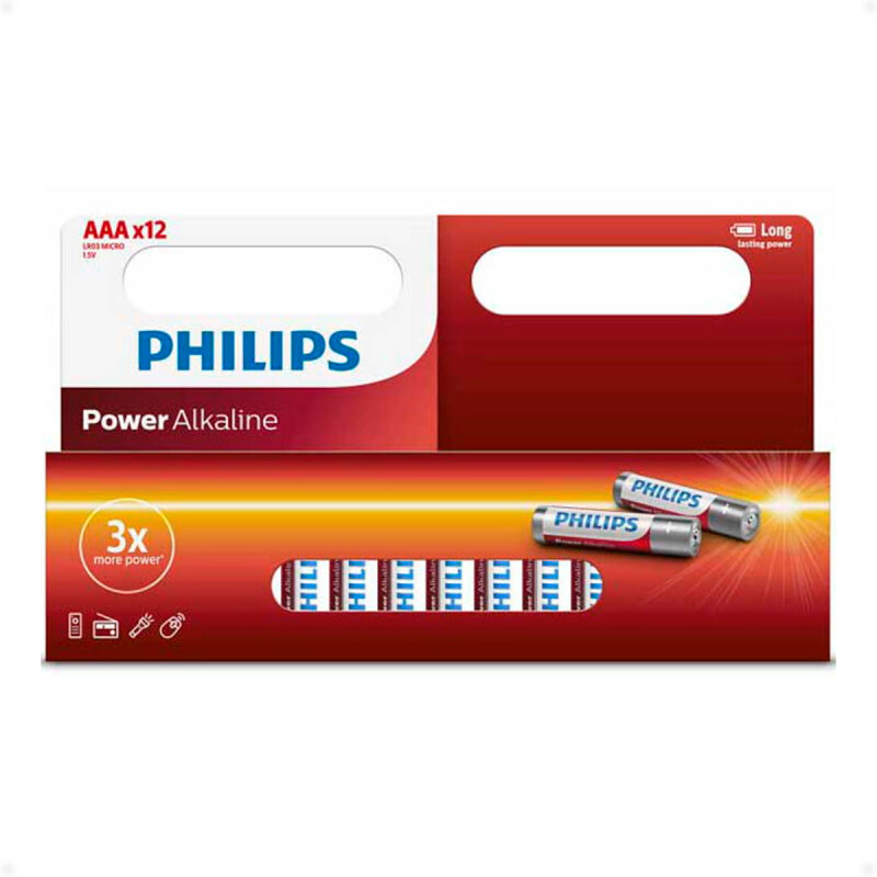 Pilas Alcalinas AAA Philips Blíster Pack de 12 Unidades Pilas Alcalinas AAA Philips Blíster Pack de 12 Unidades