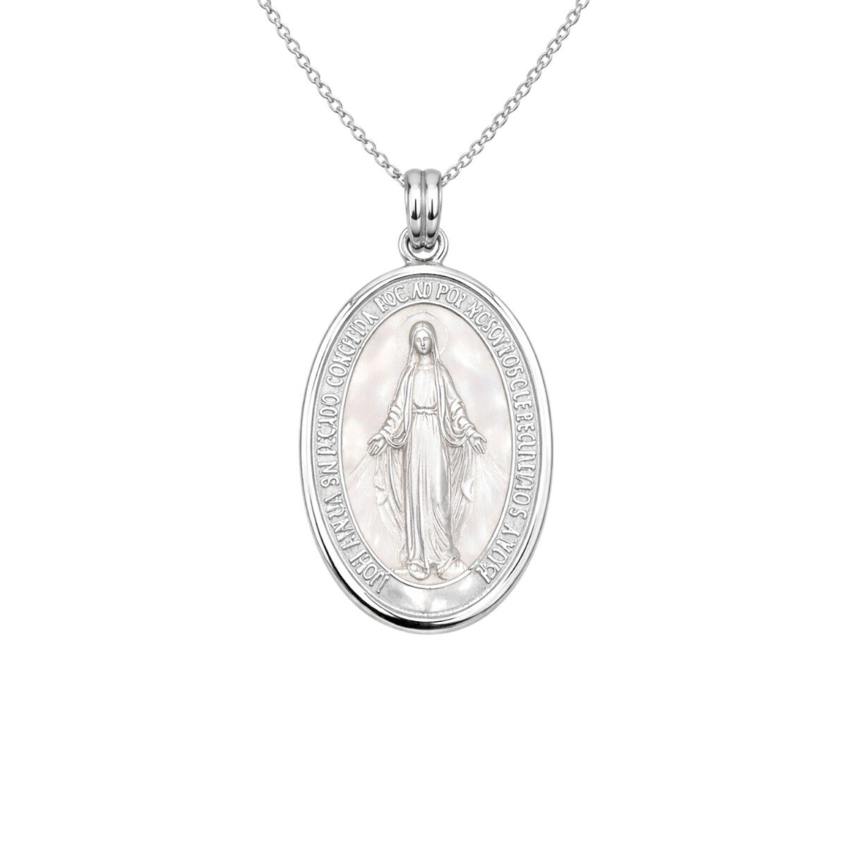 Dije virgen milagrosa - Plata 925 y oro - nacar - CP5671 - conpiedra 