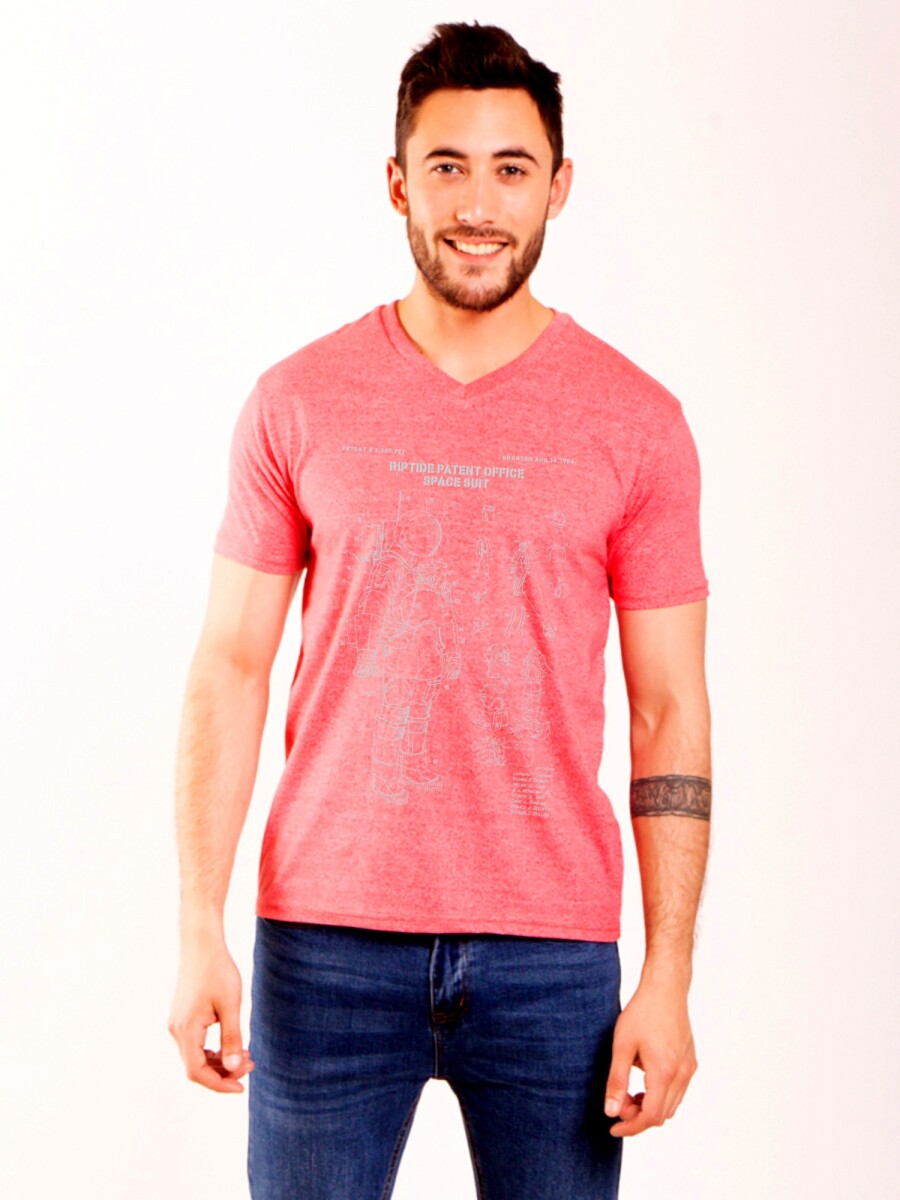 Remera Estampada C/V BGDH REVB-21 - Coral Melange/Variante 3 