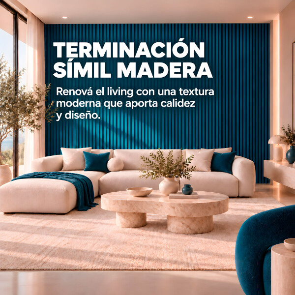 Pack x20 Wpc Simil Madera Wall Panel Lambrin 2.90x16.7 Azul 1
