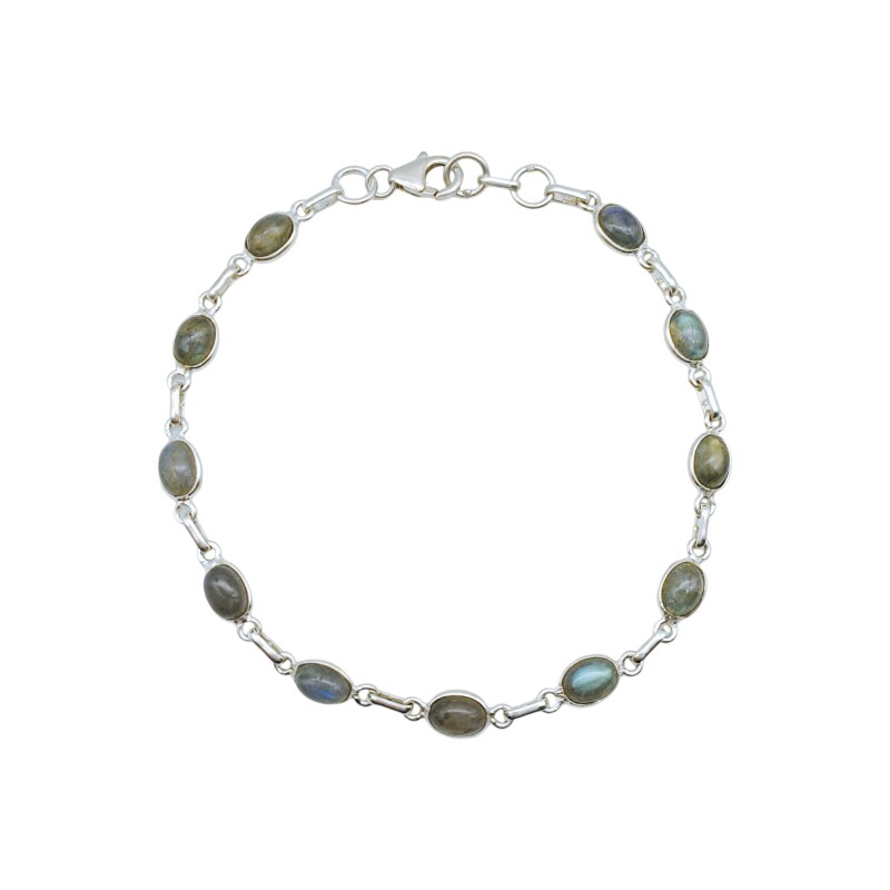 Pulsera Oval-Plata 925-Piedra Labradorita-PU3405 conpiedra