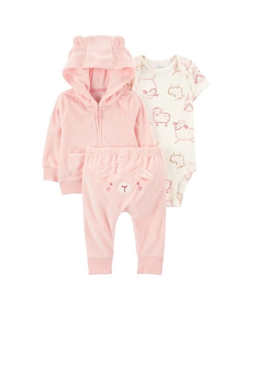 Conjunto Primera Muda Terry 3 piezas . - ROSA PASTEL NUEVO 