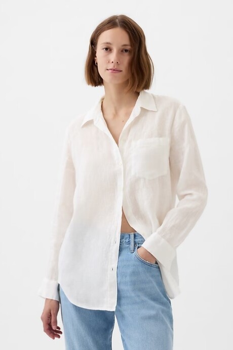 Camisa Boyfriend De Lino Mujer New Off White