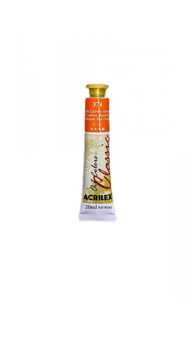 Pintura al Óleo para Lienzo Acrilex 20 ml (Tonos Rojos) - 374 Rojo Cadmio Anaranjado 