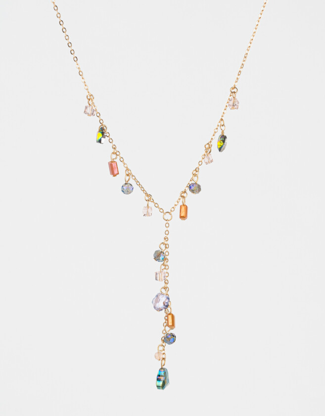 Collares Cortos Con Piedra Natural Collar Con Piedritas - Dorado