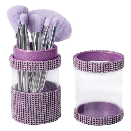 Set 7 Brochas Pinceles Maquillaje con Estuche Almacenamiento Violeta