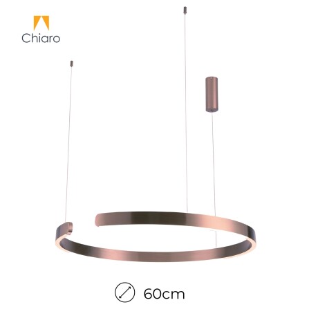 Luminaria de susp. Led circular con corte, 40W Dimerizable, 60cm COBRE