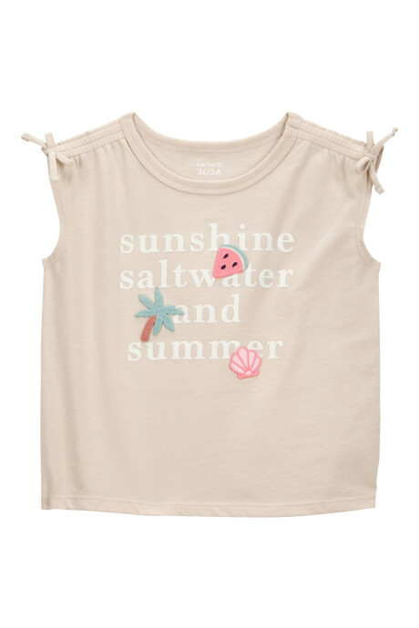 Musculosa de algodón, con lazos y estampado Sin color