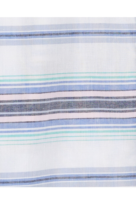 Camisa de algodón manga corta diseño a rayas. Talles 6-14 Sin color