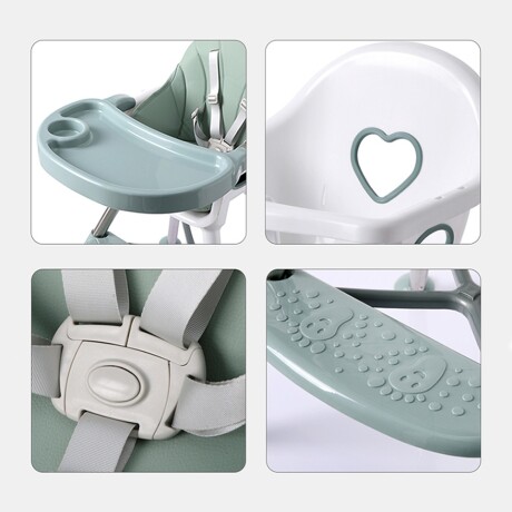 Silla Alta de Comer para Bebé Portable con Altura Ajustable Gris