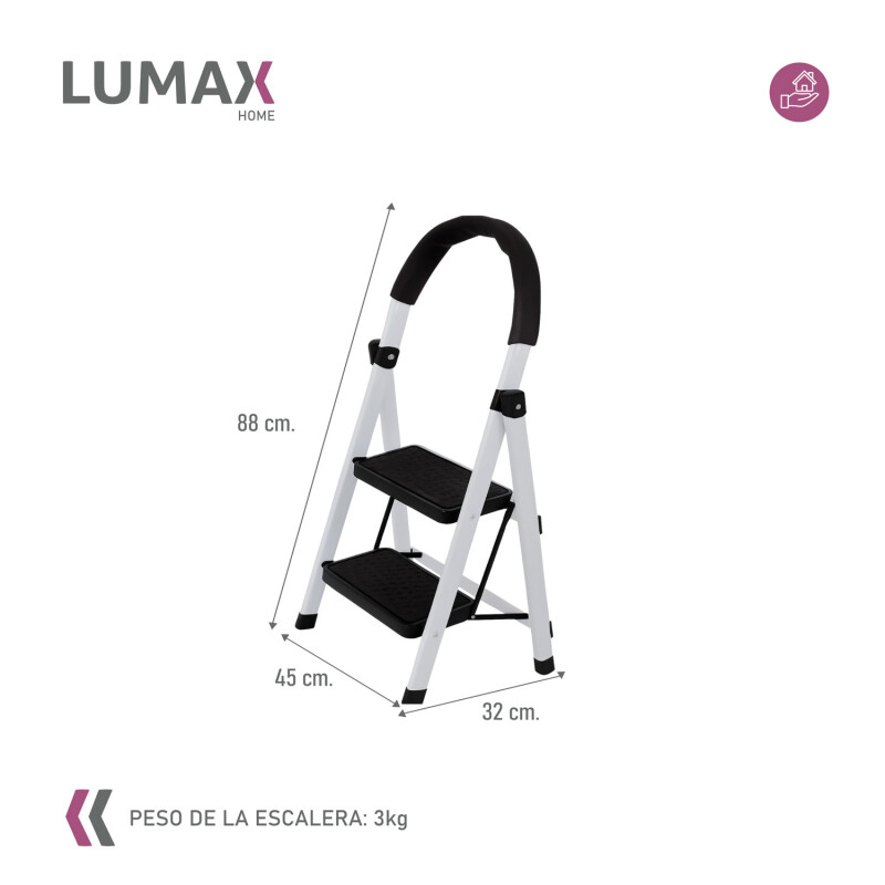 Escalera Tijera 2 Escalones De plastico Negro/Blanco