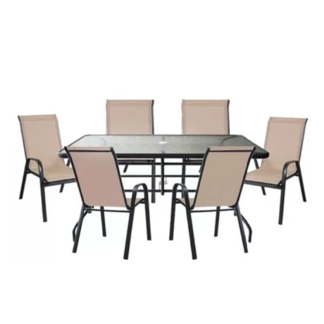 Juego de Jardín Mesa con 6 Sillas Balcón Patio Piscina 001