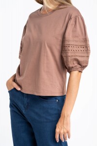 Remera Algodón Combinada Mocha