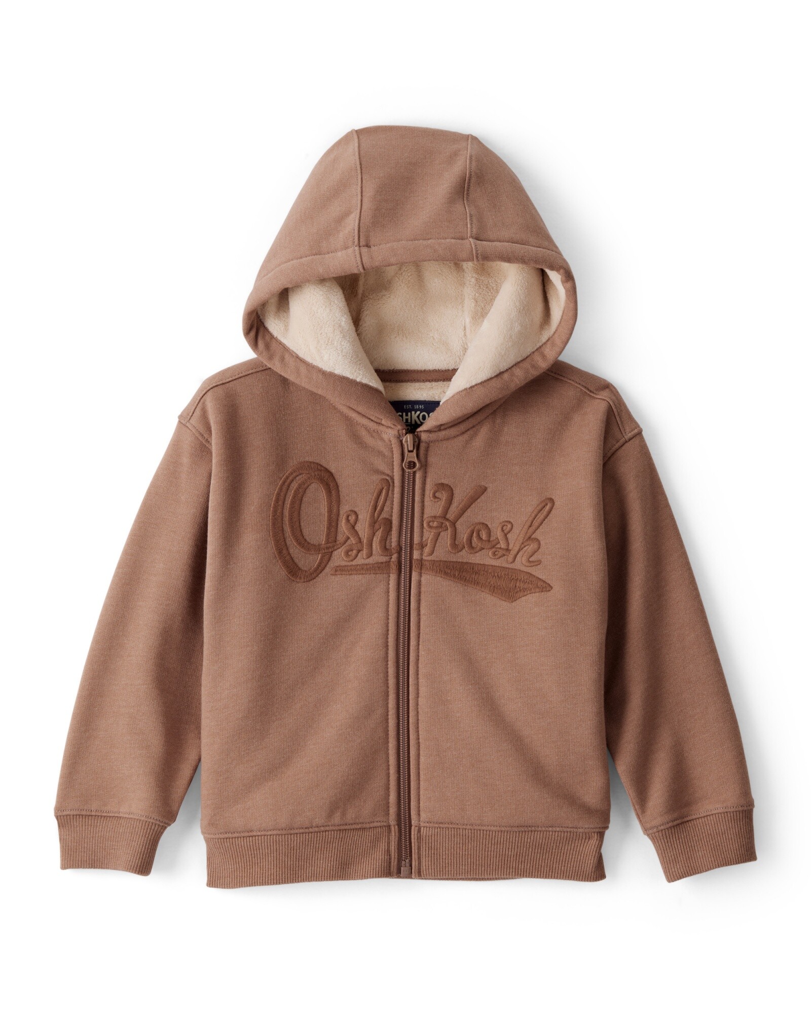 Campera de algodón, con forro polar y logo Sin color