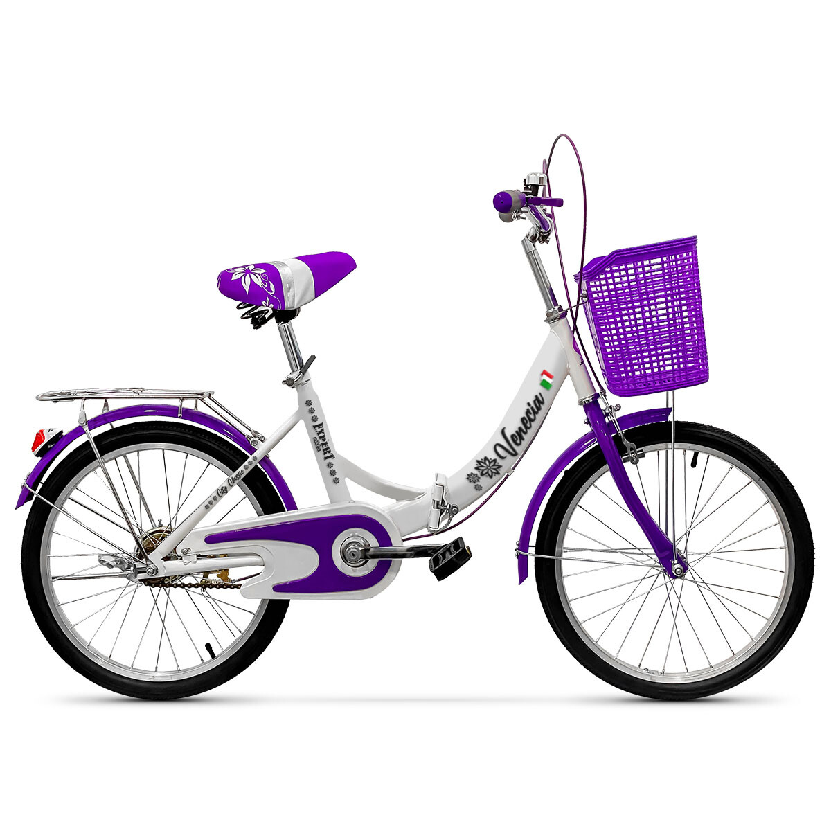 Bicicleta Plegable Paseo Rod 20 Dama Niña Accesorios - Violeta 