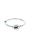 PULSERA DE CUERO VERDE SEMIRÍGIDA BAÑADA EN PLATA DE LEY CON MARIPOSA Pulsera