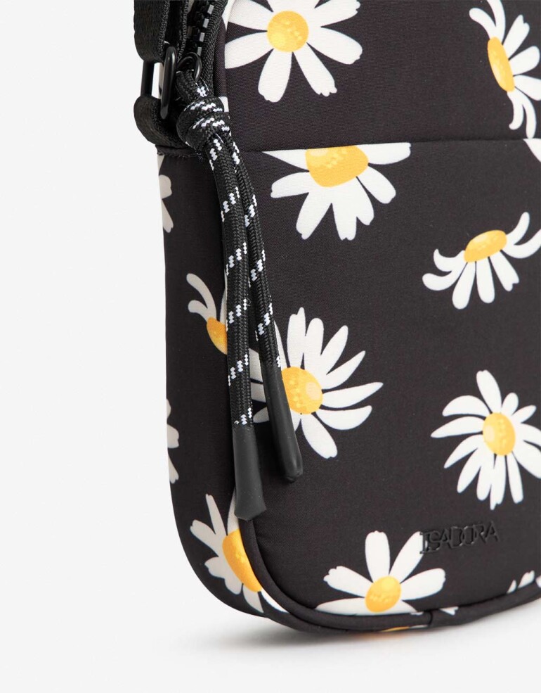 Complemento Marroquinería Nylon Porta Celular Con Asa Regulable - Estampado Flores