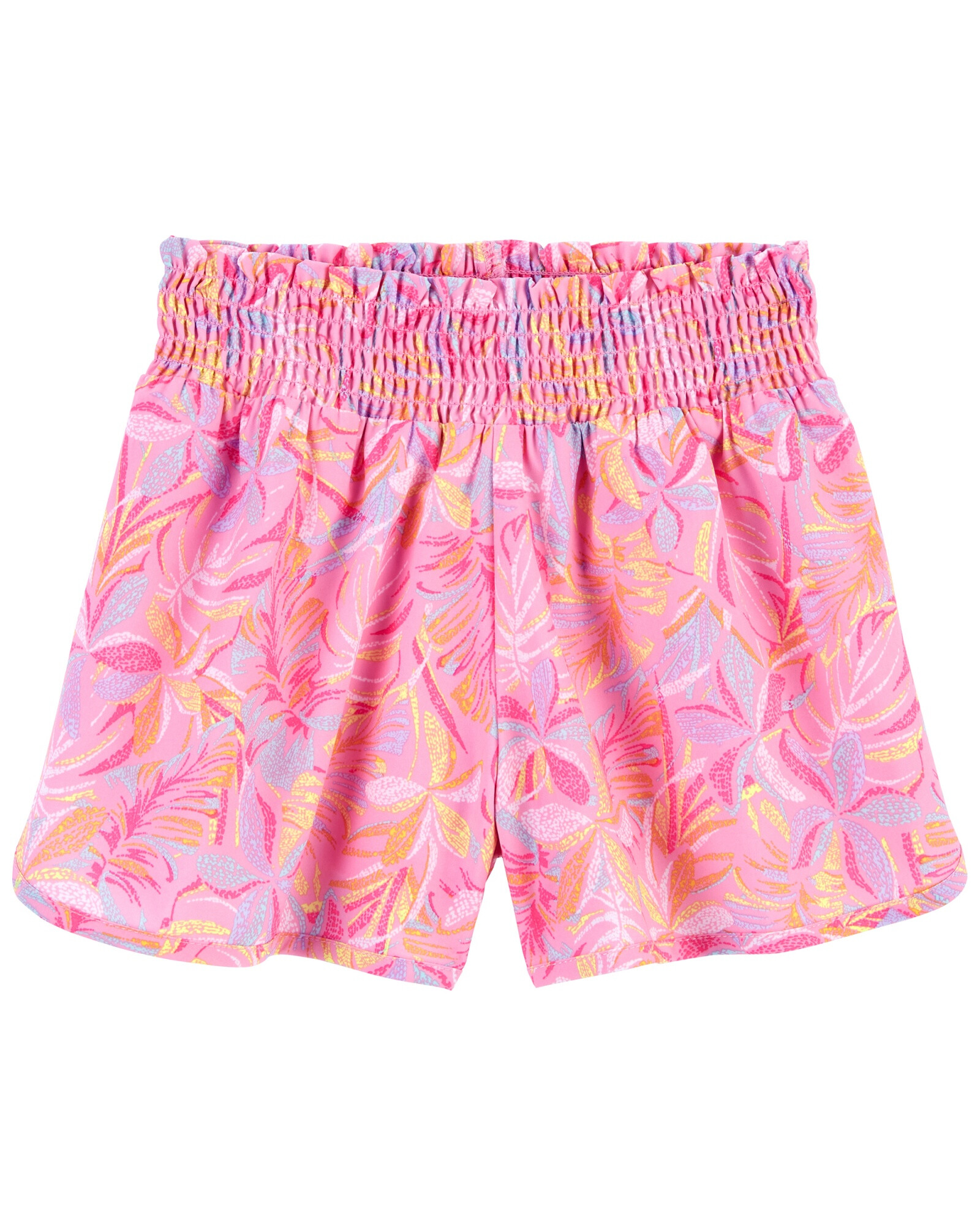 Short activo de popelina absorvente, con fruncido y diseño floral Sin color