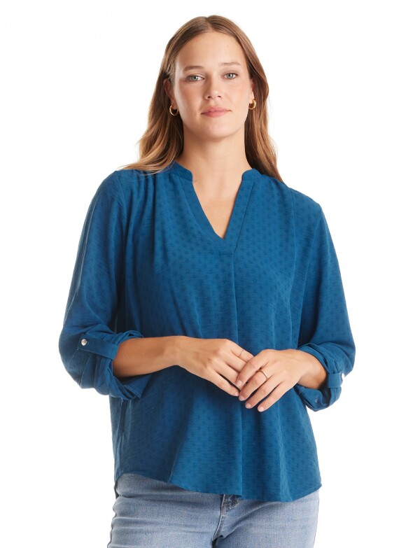 Blusa Escote V PETROLEO