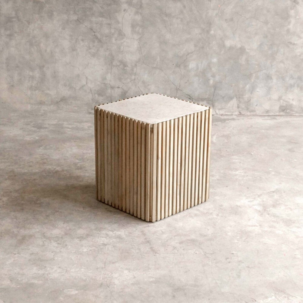MESA AUXILIAR/LATERAL MADERA-Y-MARMOL NATURAL-BEIGE AGOSTINA NATURAL