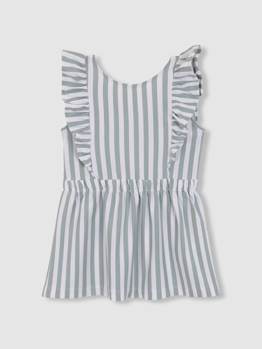 Vestido De Rayas De Punto Verde