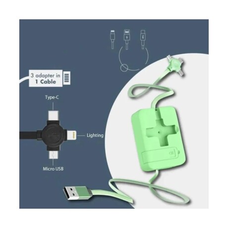Soporte para Celular con Cable de Carga Retráctil 3 en 1 NEGRO