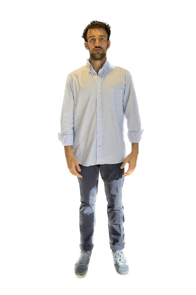 Camisa Escocesa Celeste Blanco