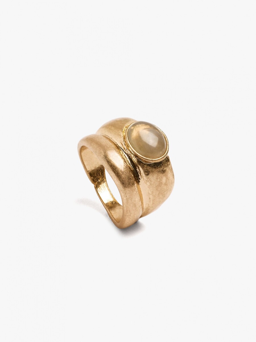 Anillo Doble Con Detalle Ovalado dorado