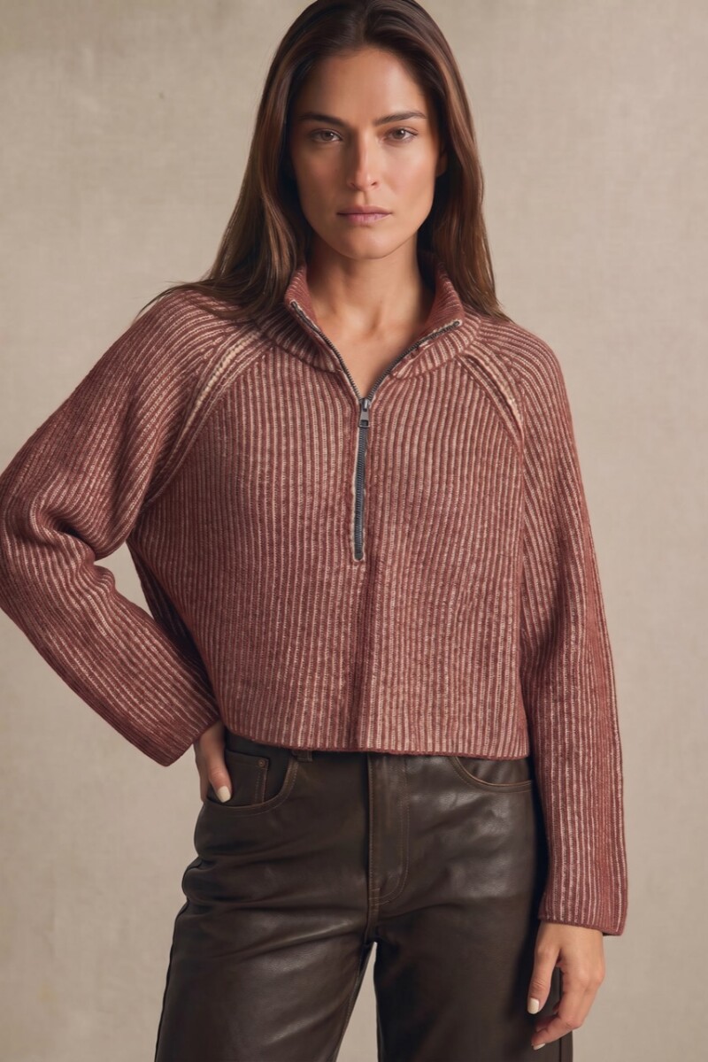 Sweater Algodón Cierre Bordeaux