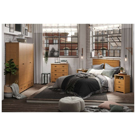 Ropero 3 puertas corredizas 3 cajones Madera maciza Marron