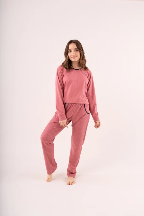 Pijama Combinado en V Coral