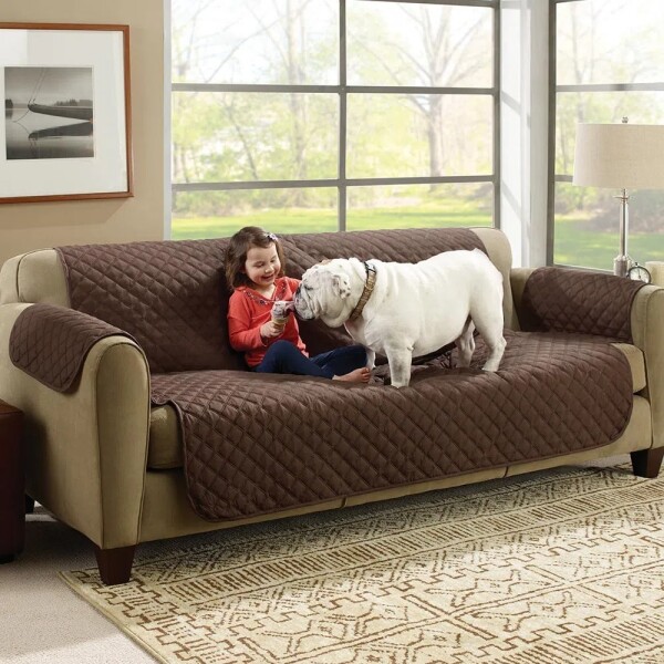 Cubre Sofá Sillón Protector Reversible 3 Cuerpos Cobertor Variante Color Marrón
