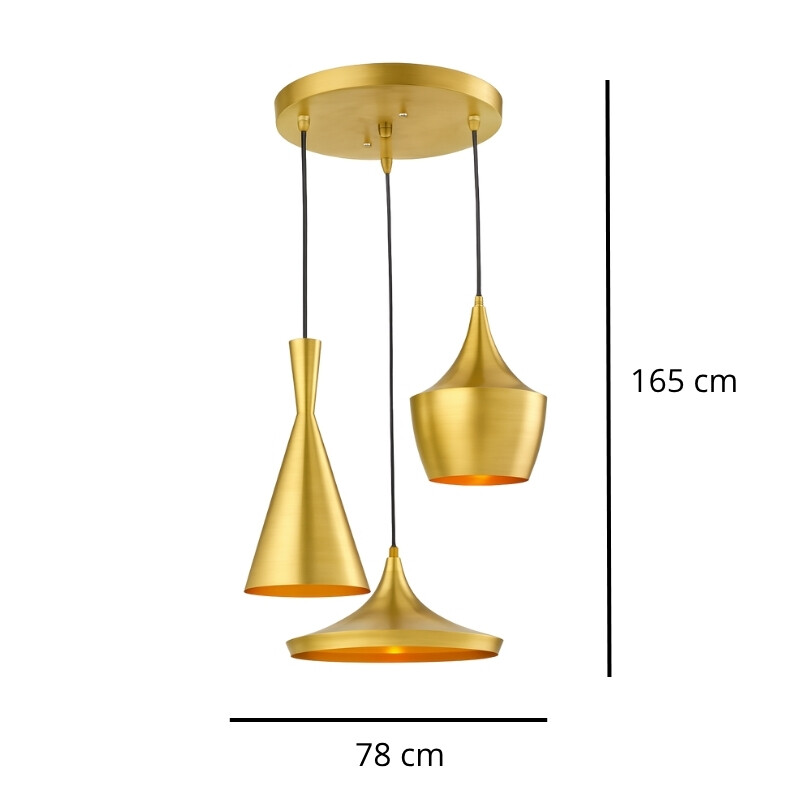 ACDGE4 Lámpara Colgante Geisha Trio Golden