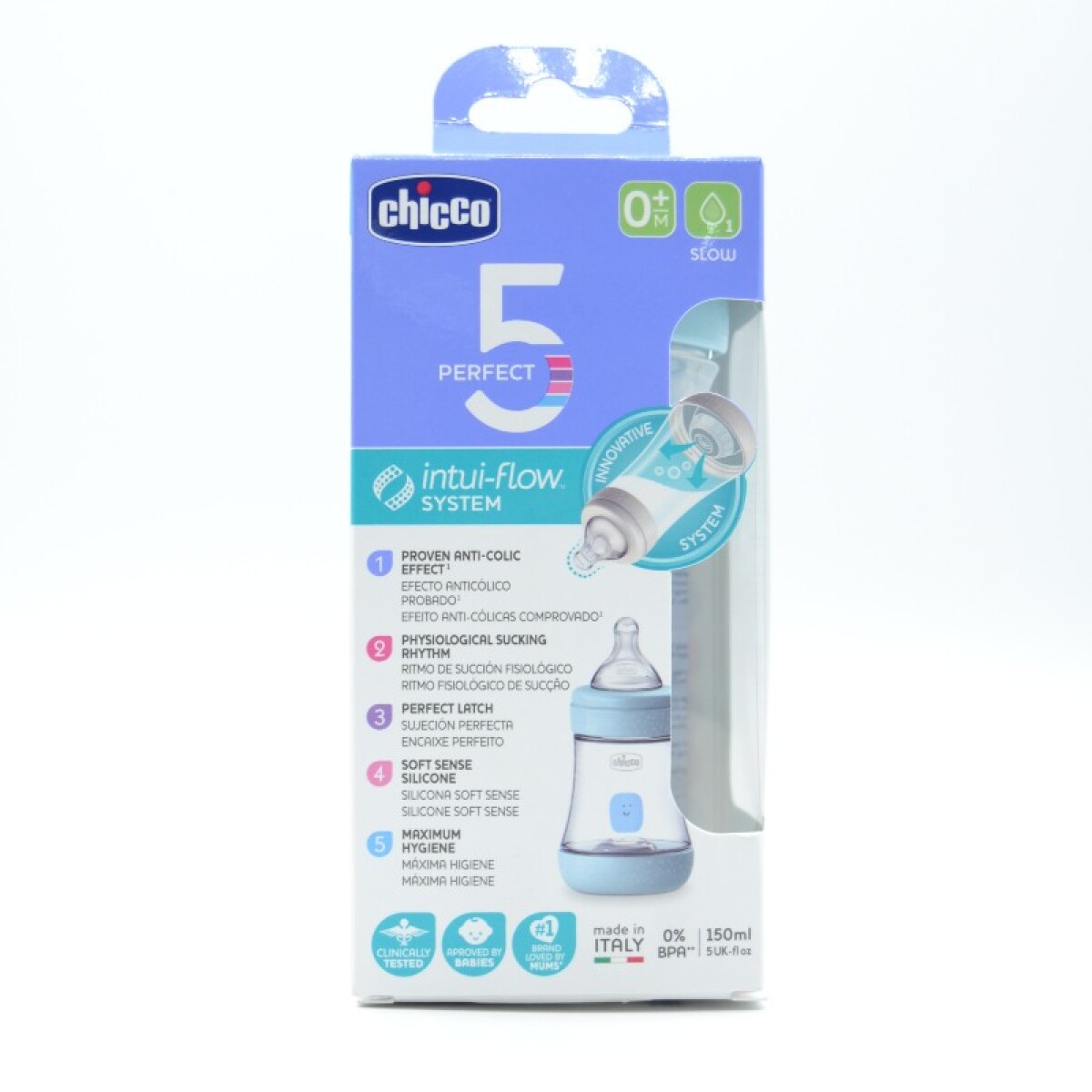 Biberon anticolicos perfect 5 150ml CHICCO - celeste 