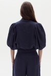 Camisa Bubble en Lino Navy