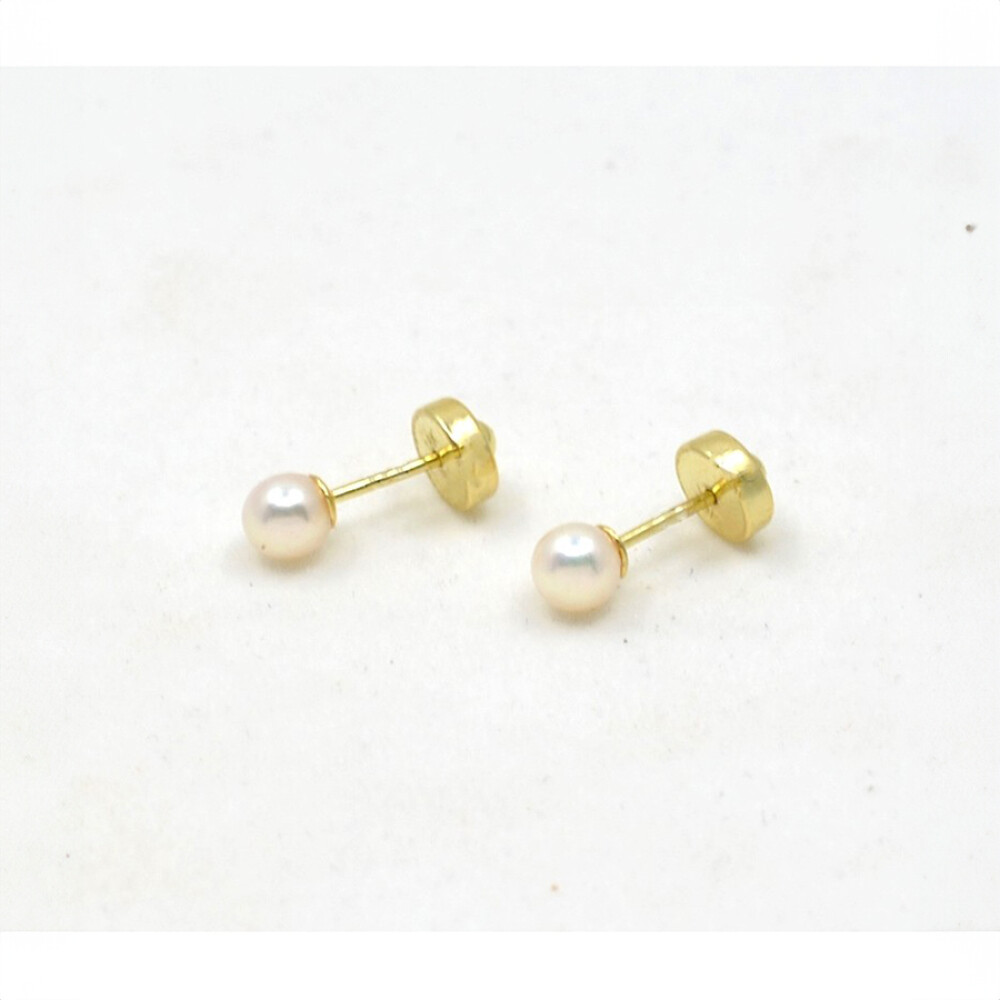 4 a 4,5 mm Abridores en Oro 18 K Con Perlas De Cultivo 4 a 4,5 mm Abridores en Oro 18 K Con Perlas De Cultivo