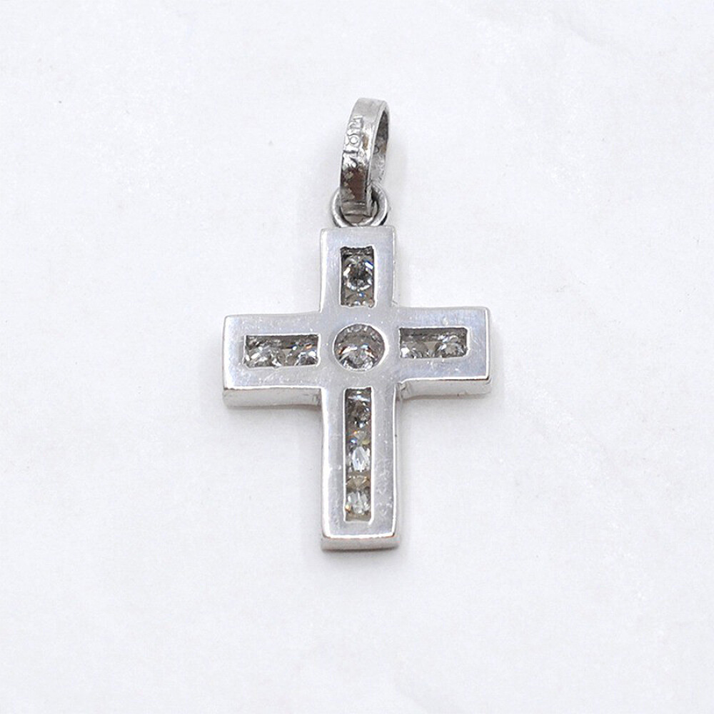 Cruz En Oro 18K Blanco Y Brillantes Cruz En Oro 18K Blanco Y Brillantes
