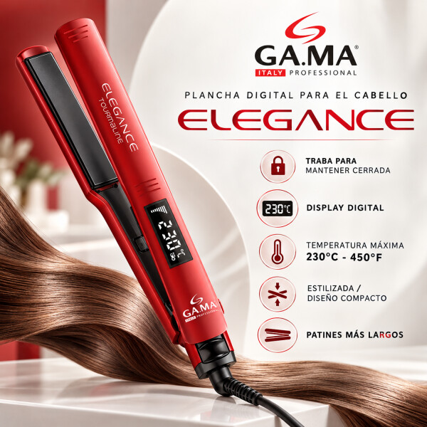 Planchita De Pelo Ga.ma Italy Elegance Digital Tourmaline PLANCHITA DE PELO GAMA ELEGANCE DIG ROJA