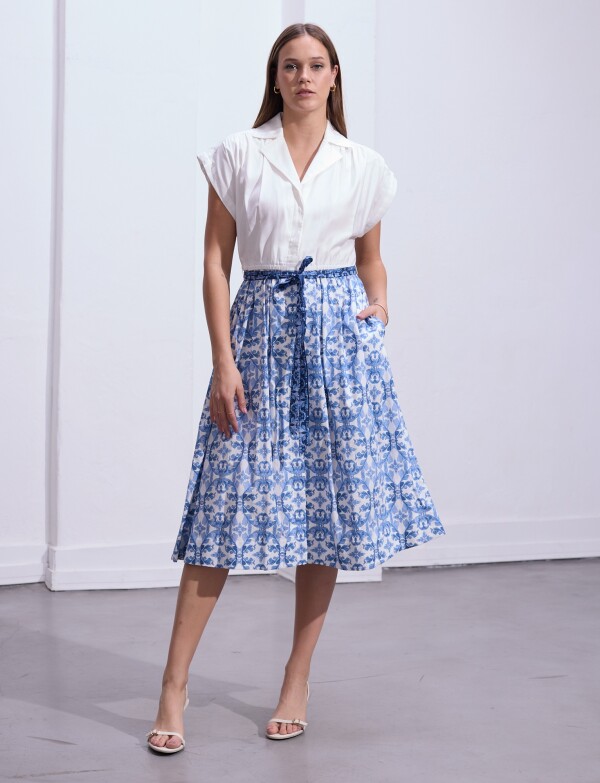 Vestido Esc Camisa L CELESTE/MULTI